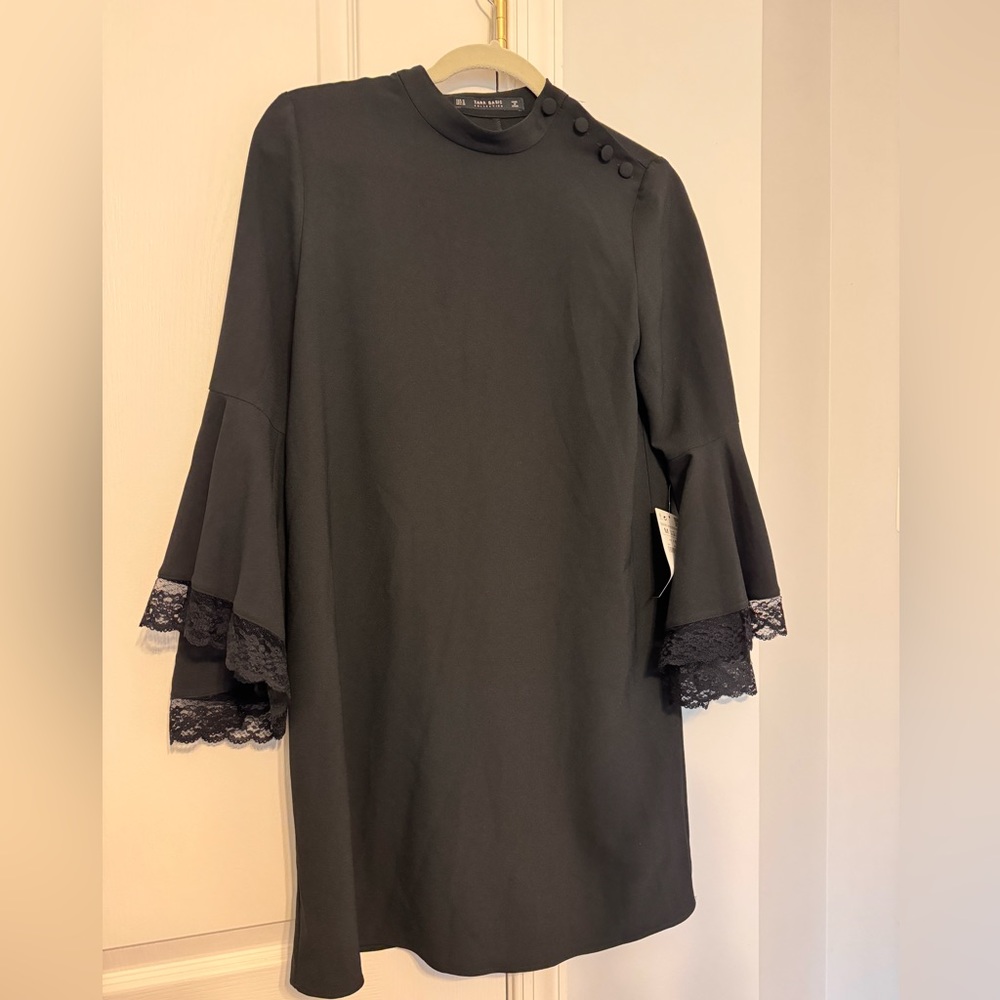 Zara shift dress with lace detail on sleeve. NWT